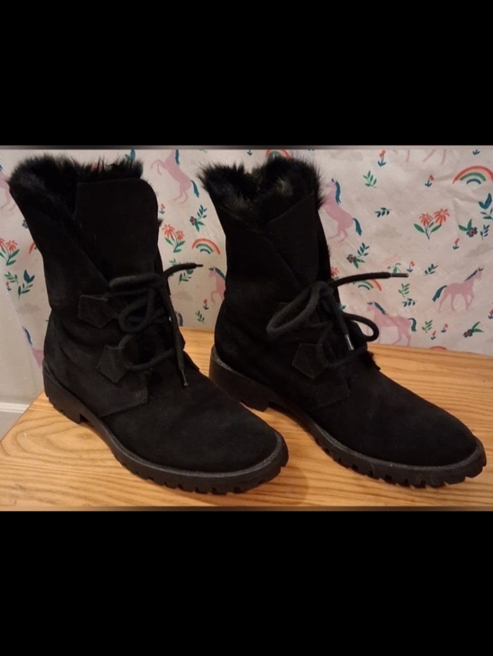 EUC Giuseppe Zanotti Tapeet Black Suede & Rabbit Fur Luxury Winter Boot SZ 9